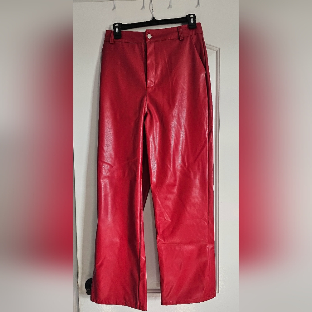 New red pleather pants size M